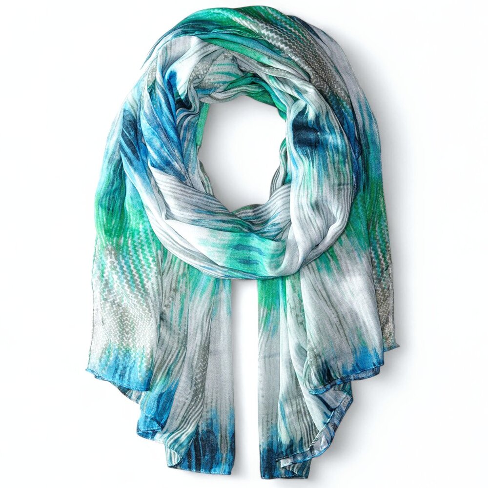 Prana NWT Baka Scarf Sarong Wrap Beach Throw Blue Green White 42x73